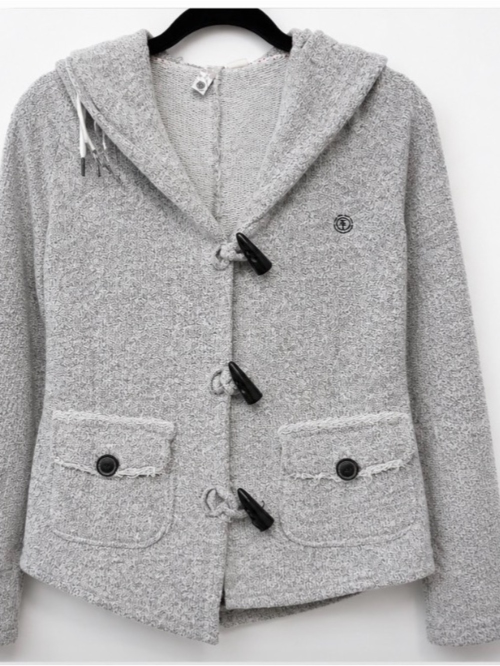 Element Gray Hooded Toggle Cardigan Sweater | Women's Small
